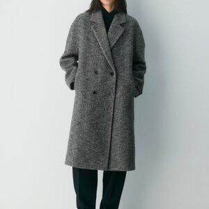 Aritzia The Slouch Coat Wool Cashmere Herringbone Oversized Double-Breasted M